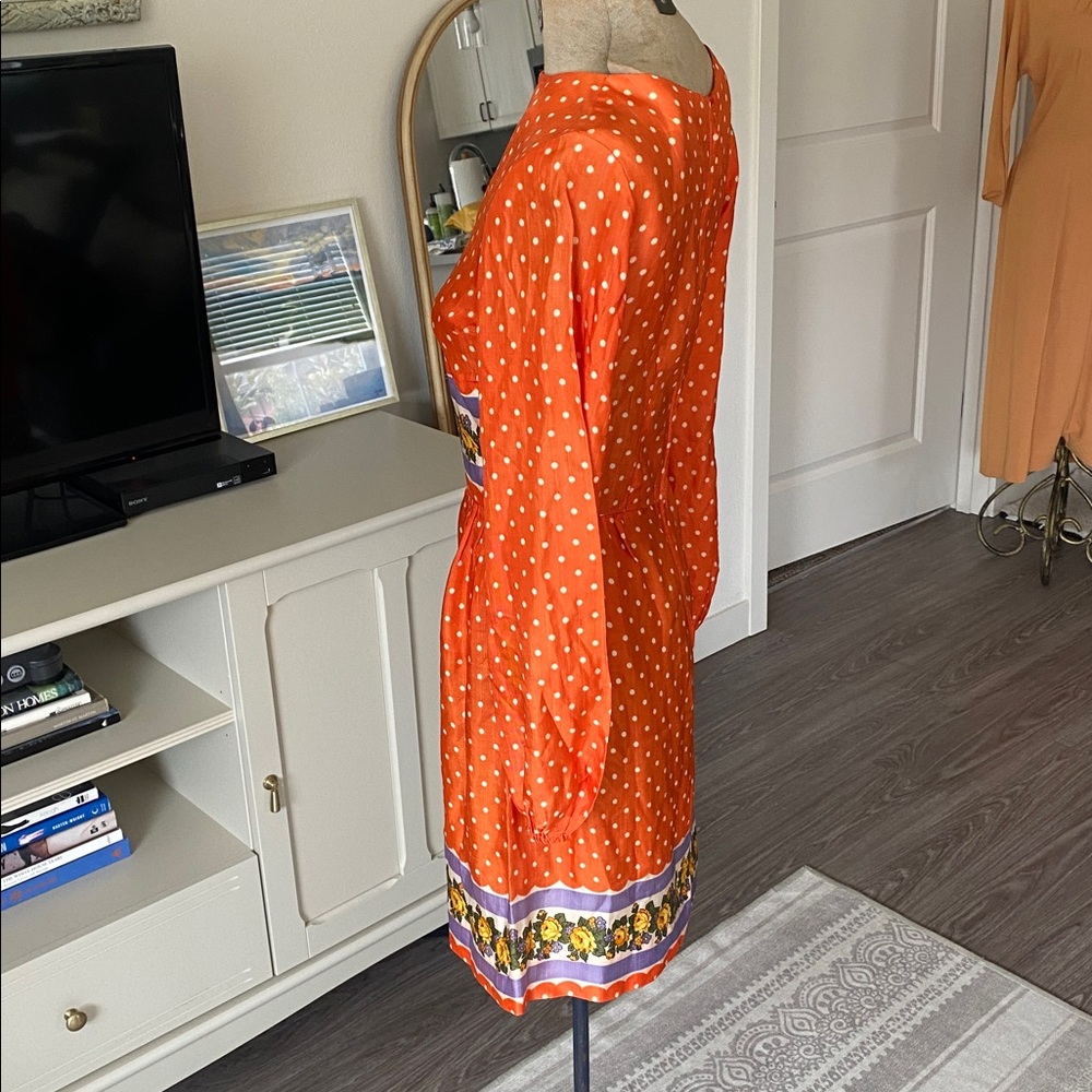 Vintage 1960s Orange Silk Mini Dress - Picture 5 of 15